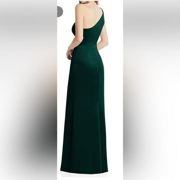Lovely Shirred One-Shoulder Satin Trumpet Maxi Dress 8R Evening Gown Formal - Picture 2 of 3